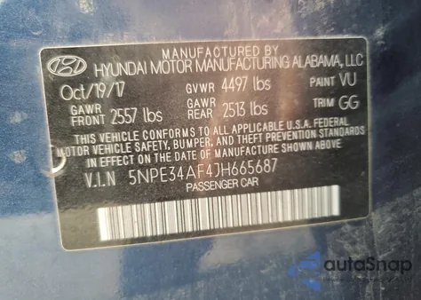 2018 Hyundai Sonata Sport из США, поврежденный, VIN 5NPE34AF4JH665687